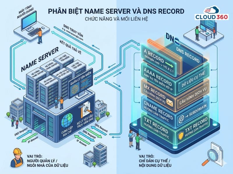 Phân biệt Name server và DNS Record